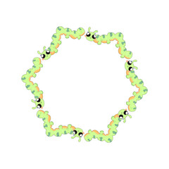 cute frame, with insects, caterpillars infant, summer spring for congratulations, announcements. on a white background