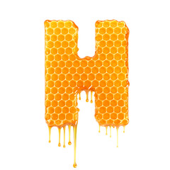 Honey comb letter H, PNG file. Generative AI