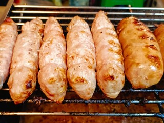 Grill sausages  in the market