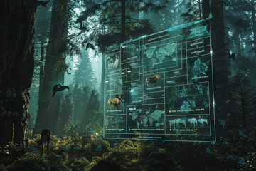 A computer screen shows a map of the world with various animals on it