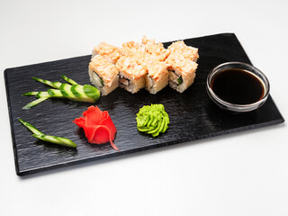 Sushi, rolls with crab meat. Lunch. Japanese food.