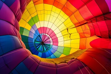 Fototapeta premium Majestic Air balloon flying. Adventure mountain scenic. Generate Ai
