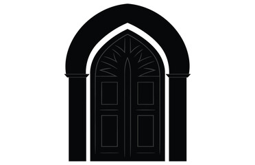 Medieval door silhouettes, Architectural type of arches shapes and forms silhouettes,
