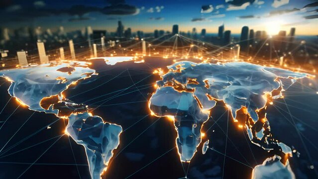 Logistics delivery, World map with logistic network distribution on background. background for Concept of fast or instant shipping, Online goods orders worldwide
