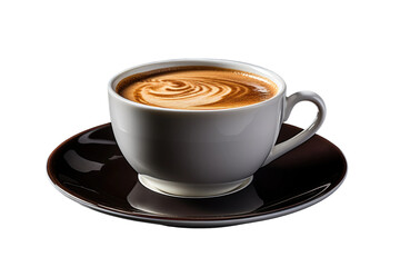 Fototapeta premium A Sip of Serenity: Glistening Coffee Cup on Dainty Saucer.