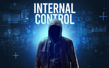 Faceless man with online security concept