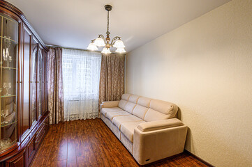 standard interior apartment. living room with sofa