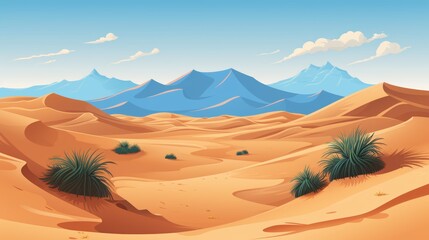Fototapeta na wymiar Vibrant desert mountains and dunes in colorful abstract landscape with vivid hues