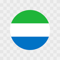 Sierra Leone flag - circle vector flag isolated on checkerboard transparent background - obrazy, fototapety, plakaty