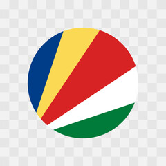 Seychelles flag - circle vector flag isolated on checkerboard transparent background