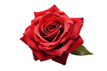 Crimson Beauty: A Stunning Red Rose Blooming on a Pure White Canvas.