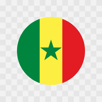 Senegal flag - circle vector flag isolated on checkerboard transparent background