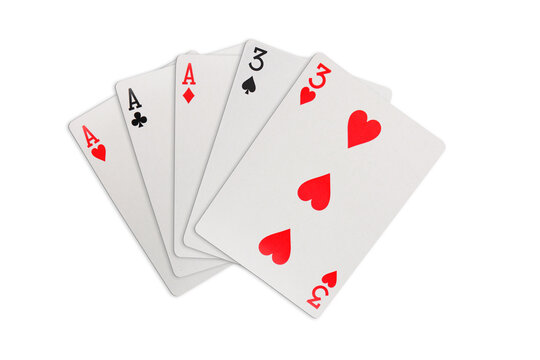 Full house playing cards on transparent background