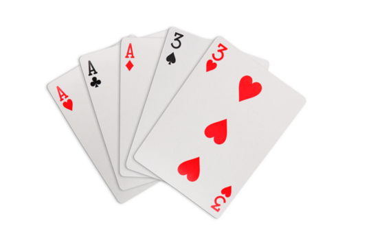 Full house playing cards on transparent background - Powered by Adobe
