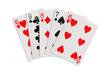 Straight playing cards on transparent background