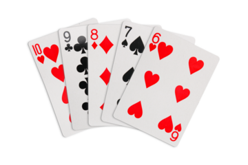 Straight playing cards on transparent background