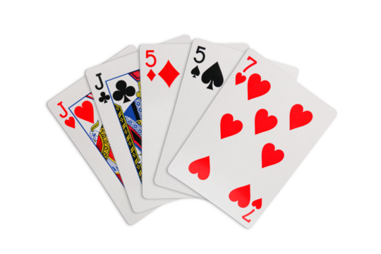 Two pairs playing cards on transparent background