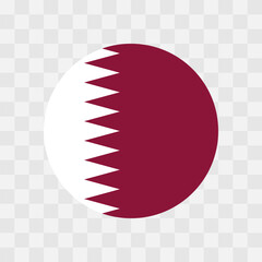 Qatar flag - circle vector flag isolated on checkerboard transparent background