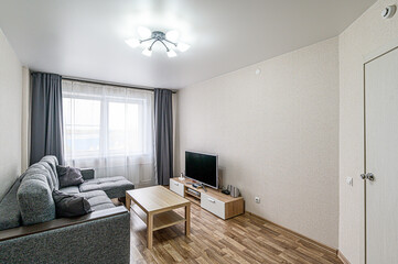 standard interior apartment. living room with sofa