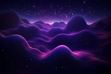 Foto op Canvas Ivory and purple waves background, in the style of technological art © Celina