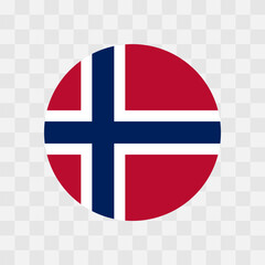 Obraz premium Norway flag - circle vector flag isolated on checkerboard transparent background