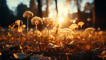  Sunset meadow, yellow wildflowers bloom in nature beauty  © Farri