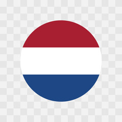 Netherlands flag - circle vector flag isolated on checkerboard transparent background