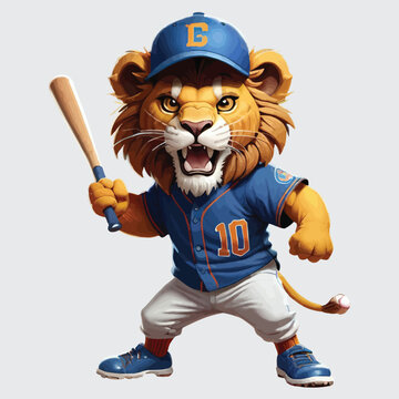 recommend clip art: lion playing baseball vector isolated
