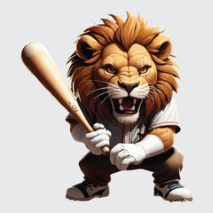 lion playing baseball vector isolated