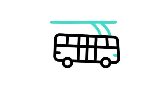 white bus isolated on white icon animated videos