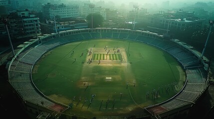 Aerial View of a Baseball Field in a City