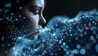 Technological Background: Lights, Beams, Code, Line Charts, and More