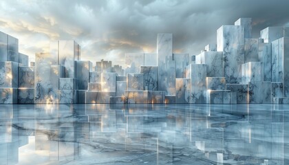 Technological Background: Lights, Beams, Code, Line Charts, and More