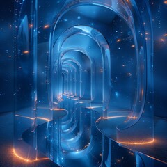 Technological Background: Lights, Beams, Code, Line Charts, and More