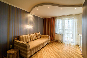 Fototapeta premium standard interior apartment. living room with sofa