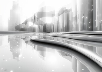 Technological Background: Lights, Beams, Code, Line Charts, and More