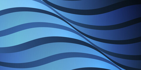 Blue abstract background with glowing wave lines. Elegant wavy layer of overlap. Modern textured design. Sleek and clean light blue banner template. Vector illustration