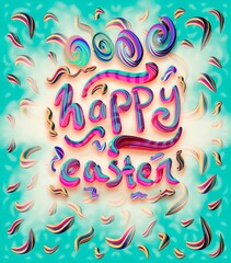 Happy Easter, greeting card design, 3d Easter eggs