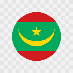 Mauritania flag - circle vector flag isolated on checkerboard transparent background