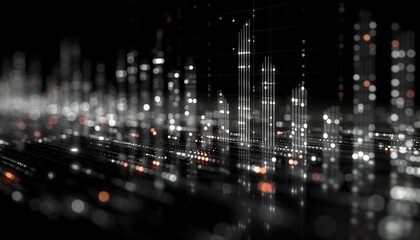 Technological Background: Lights, Beams, Code, Line Charts, and More