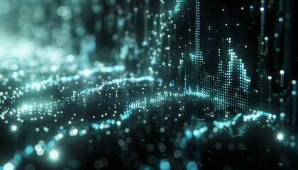 Technological Background: Lights, Beams, Code, Line Charts, and More