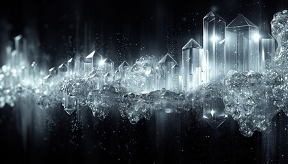 Technological Background: Lights, Beams, Code, Line Charts, and More