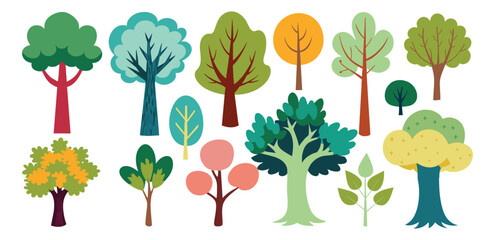 hand-drawn trees collection set, illustration vector for infographic or other uses