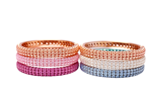Vibrant Trio: A Stack of Three Unique Colored Bracelets.