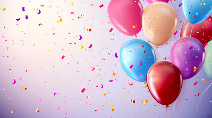 Colorful Balloons and Confetti - White Background