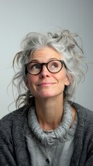 Woman Wearing Glasses and Gray Sweater