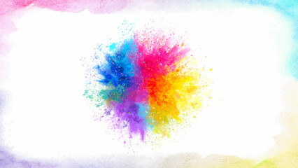 Happy Holi Colorful Festival background for Website Banner and Social Media Post and has space to write text - Happy Holi Graphic Banner - Bright Color Holi abstract background