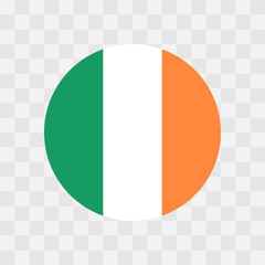 Ireland flag - circle vector flag isolated on checkerboard transparent background