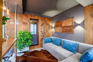 standard interior apartment. living room with sofa