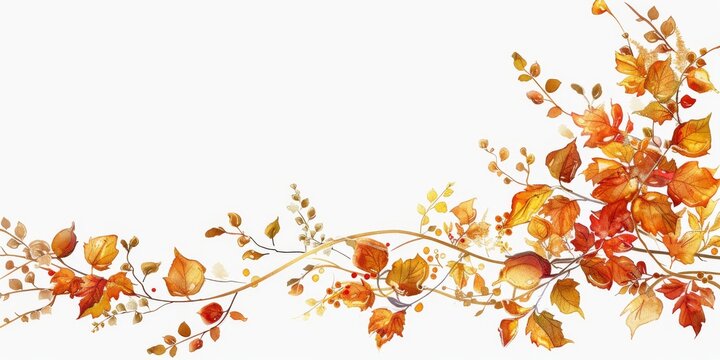 Autumn Style Vector Illustration Border Banner Art Background with Empty Copy Space created with Generative AI Technology